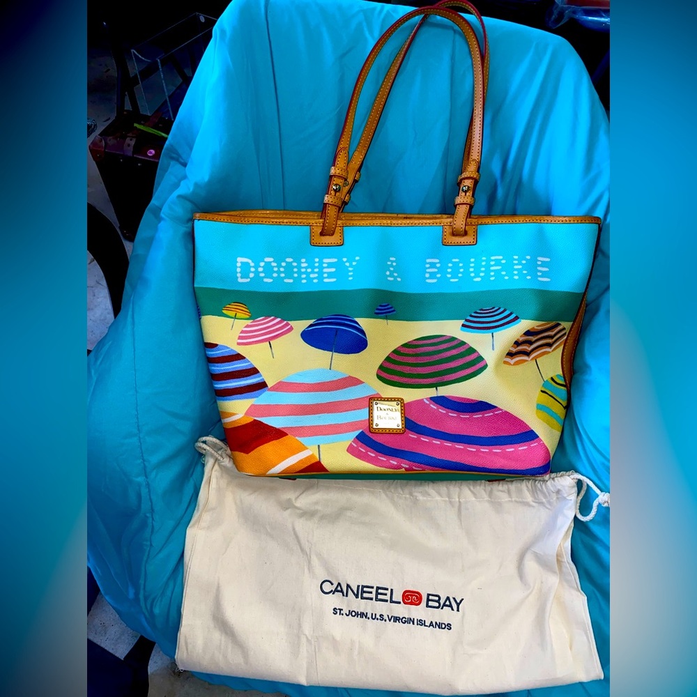 Dooney & Bourke coated canvas tote w/ leather trim